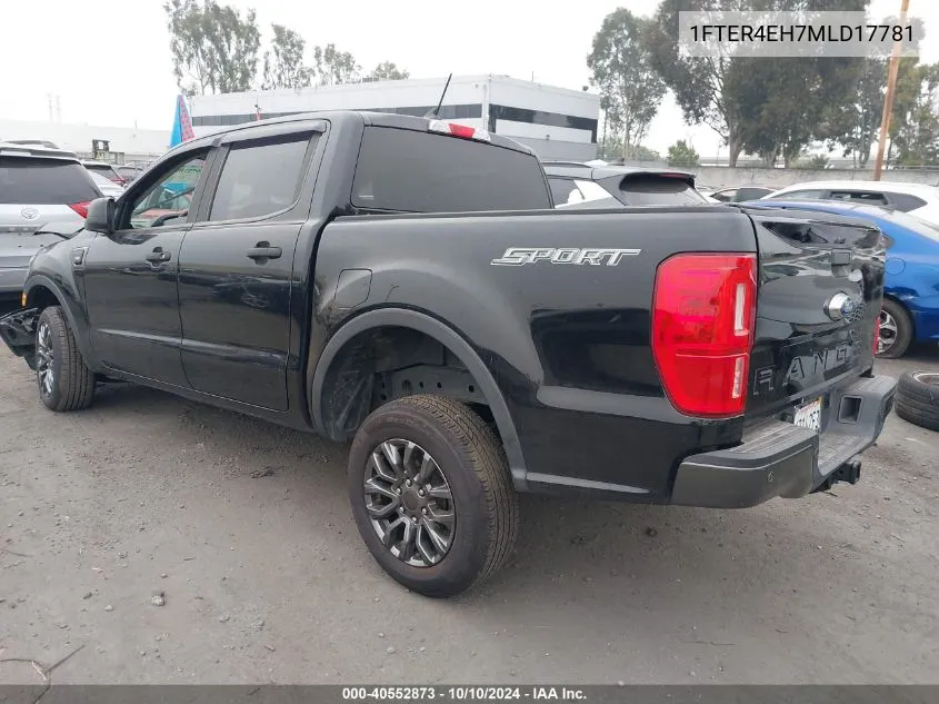 2021 Ford Ranger Xl/Xlt/Lariat VIN: 1FTER4EH7MLD17781 Lot: 40552873