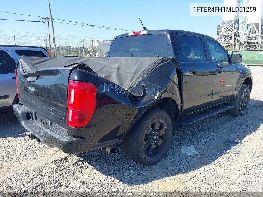 2021 Ford Ranger Xlt VIN: 1FTER4FH1MLD51259 Lot: 40553828