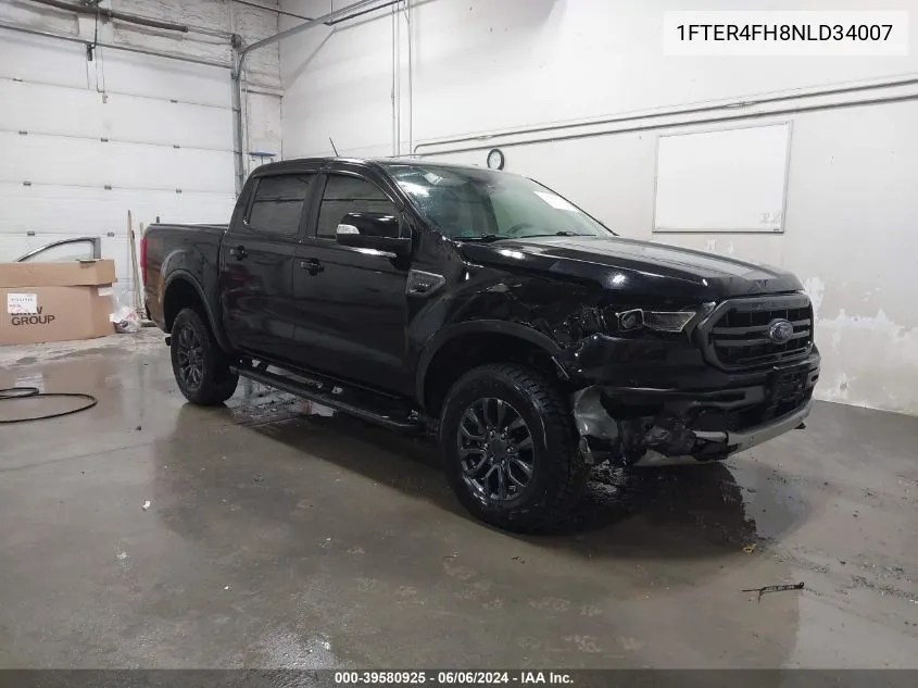 2022 Ford Ranger Lariat VIN: 1FTER4FH8NLD34007 Lot: 39580925