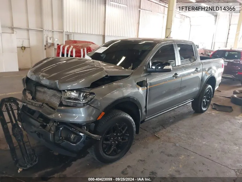 2022 Ford Ranger Lariat VIN: 1FTER4FH2NLD14366 Lot: 40423059