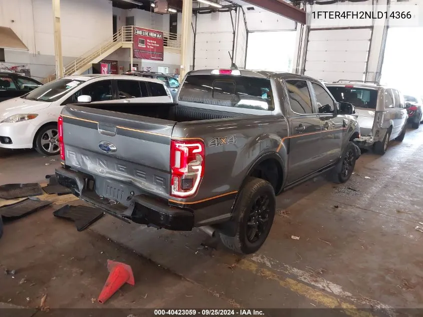 2022 Ford Ranger Lariat VIN: 1FTER4FH2NLD14366 Lot: 40423059