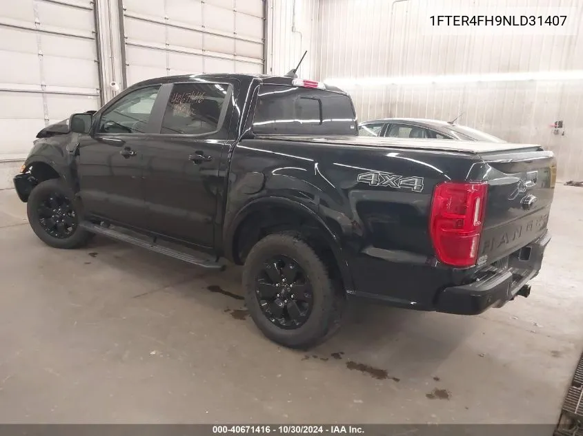 2022 Ford Ranger Lariat VIN: 1FTER4FH9NLD31407 Lot: 40671416