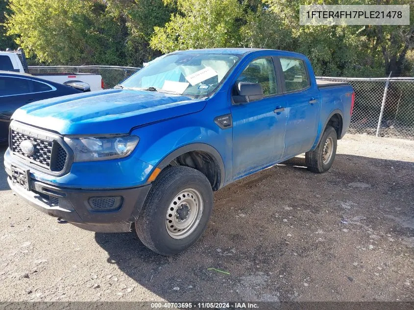 2023 Ford Ranger Xl VIN: 1FTER4FH7PLE21478 Lot: 40703695