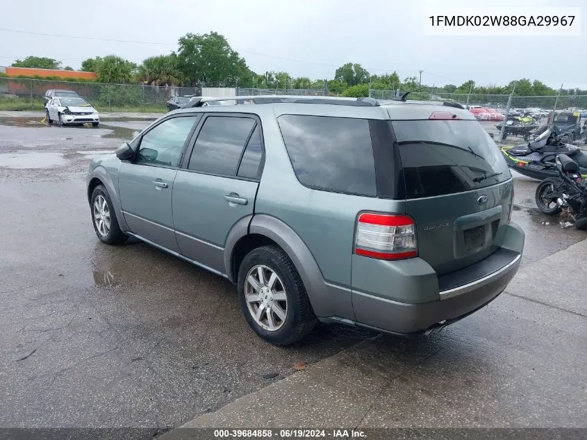 2008 Ford Taurus X Sel VIN: 1FMDK02W88GA29967 Lot: 39684858