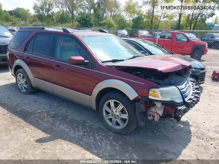 2008 Ford Taurus X Eddie Bauer VIN: 1FMDK07W88GA34062 Lot: 40035777