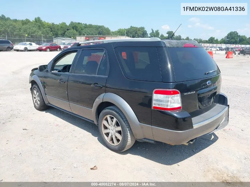 2008 Ford Taurus X Sel VIN: 1FMDK02W08GA41336 Lot: 40052274