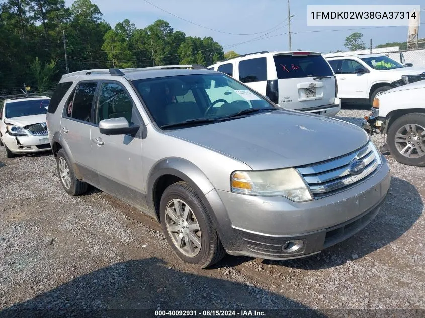 2008 Ford Taurus X Sel VIN: 1FMDK02W38GA37314 Lot: 40092931