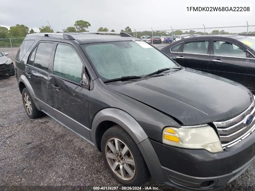 2008 Ford Taurus X Sel VIN: 1FMDK02W68GA22208 Lot: 40138297