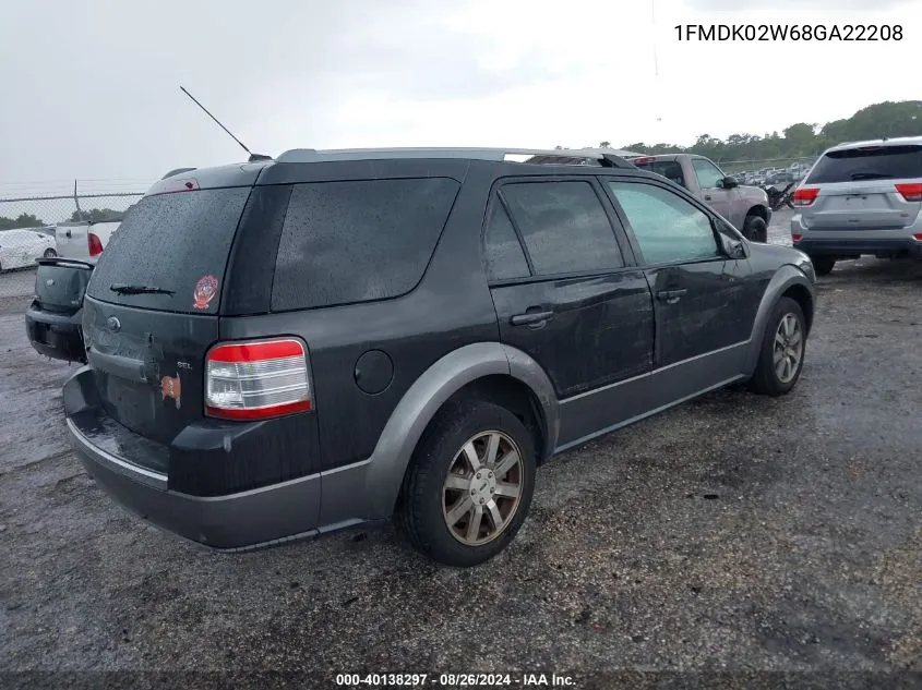 2008 Ford Taurus X Sel VIN: 1FMDK02W68GA22208 Lot: 40138297