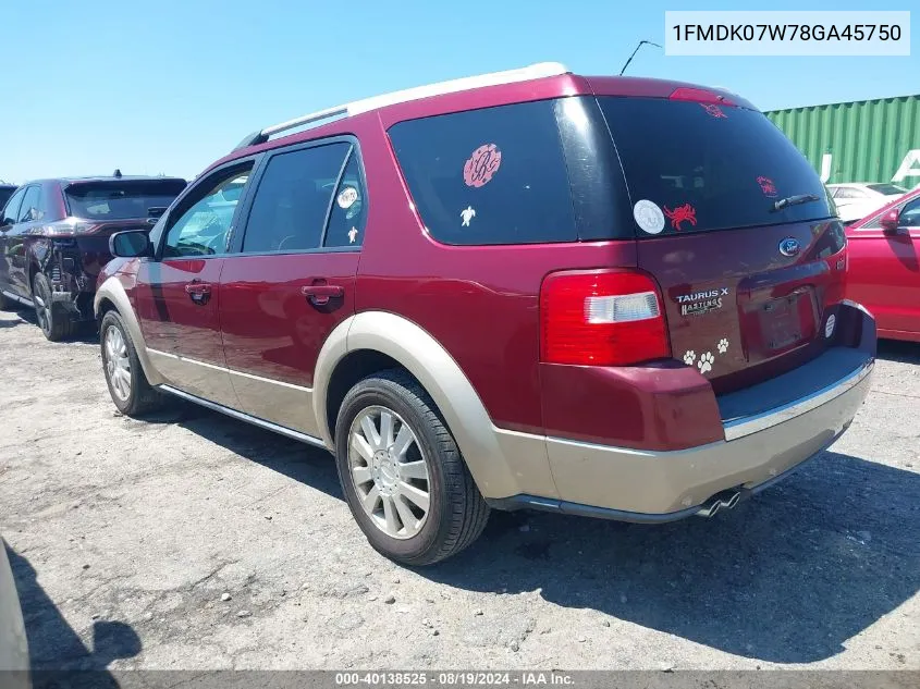 1FMDK07W78GA45750 2008 Ford Taurus X Eddie Bauer