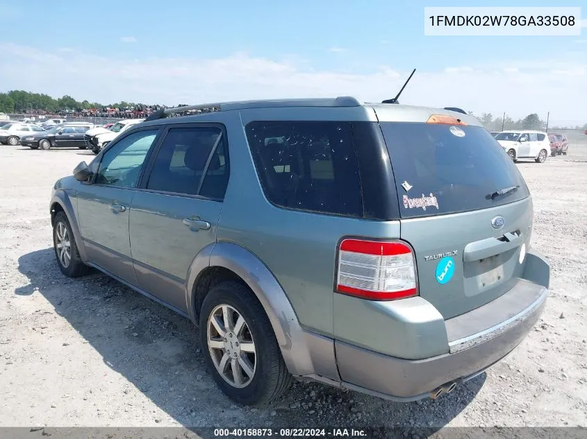 2008 Ford Taurus X Sel VIN: 1FMDK02W78GA33508 Lot: 40158873