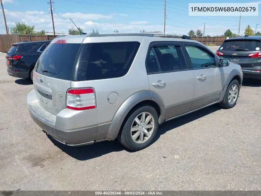 2008 Ford Taurus X Sel VIN: 1FMDK05W68GA02679 Lot: 40239246