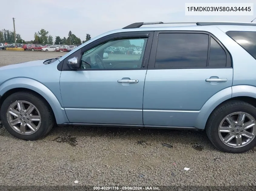 2008 Ford Taurus X Limited VIN: 1FMDK03W58GA34445 Lot: 40291716