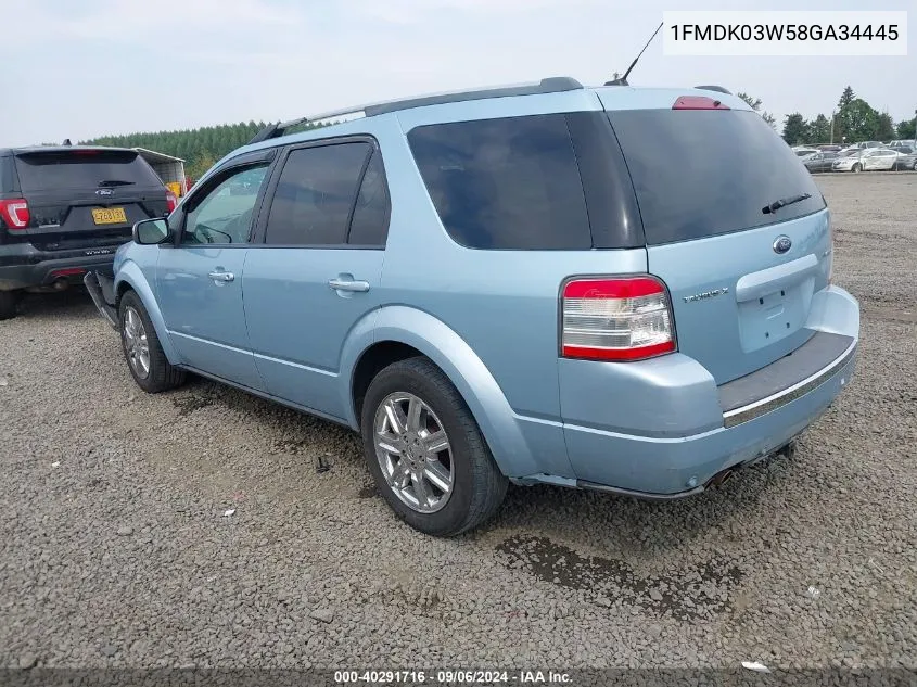 2008 Ford Taurus X Limited VIN: 1FMDK03W58GA34445 Lot: 40291716