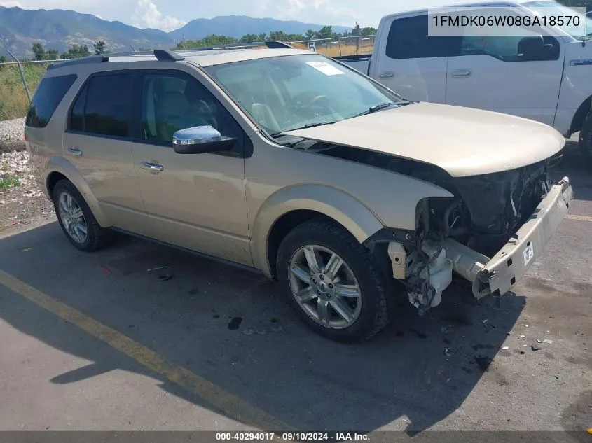 2008 Ford Taurus X Limited VIN: 1FMDK06W08GA18570 Lot: 40294017