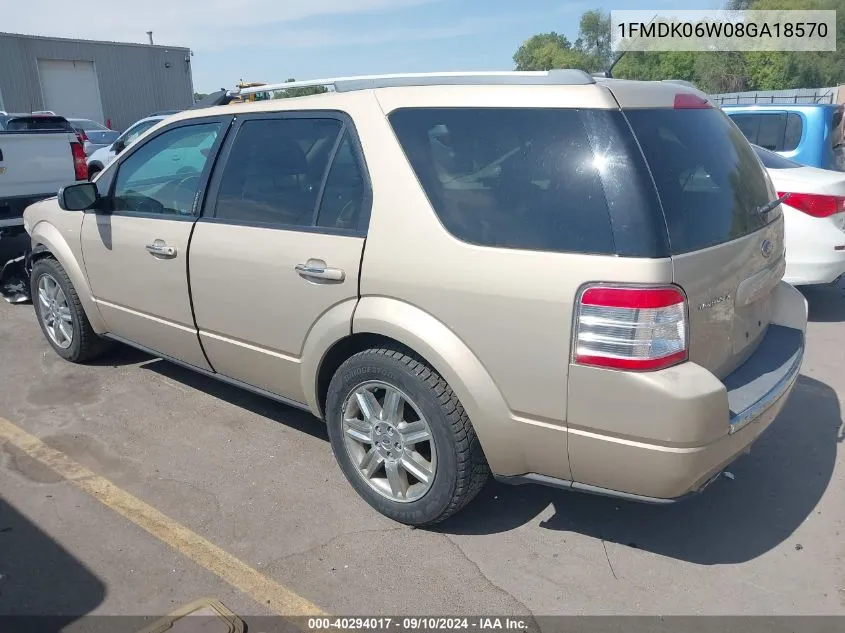 2008 Ford Taurus X Limited VIN: 1FMDK06W08GA18570 Lot: 40294017