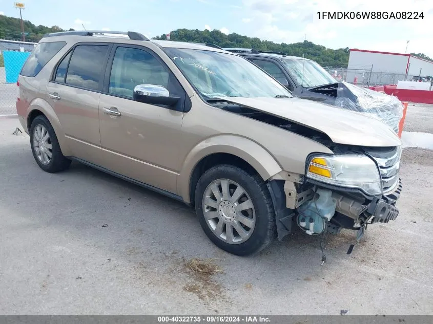 2008 Ford Taurus X Limited VIN: 1FMDK06W88GA08224 Lot: 40322735