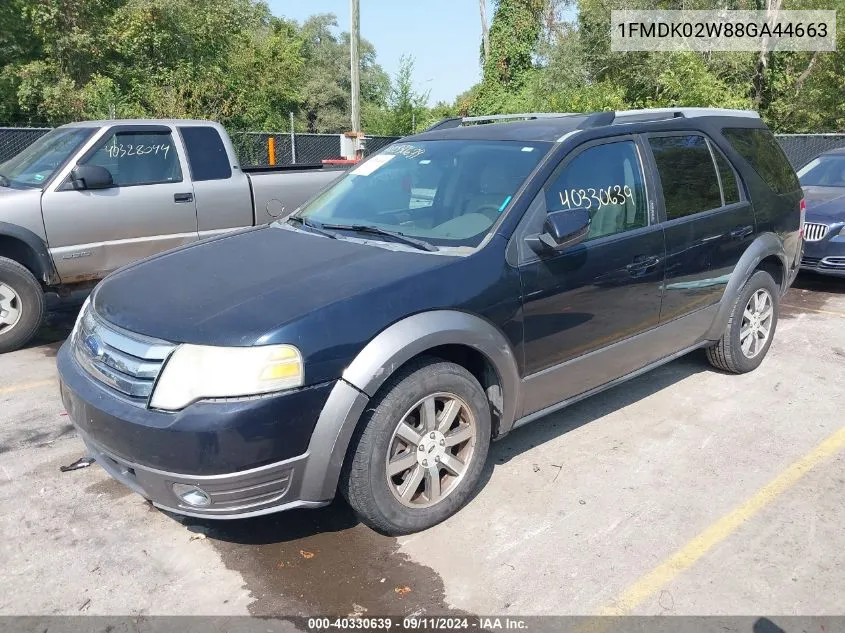 2008 Ford Taurus X Sel VIN: 1FMDK02W88GA44663 Lot: 40330639