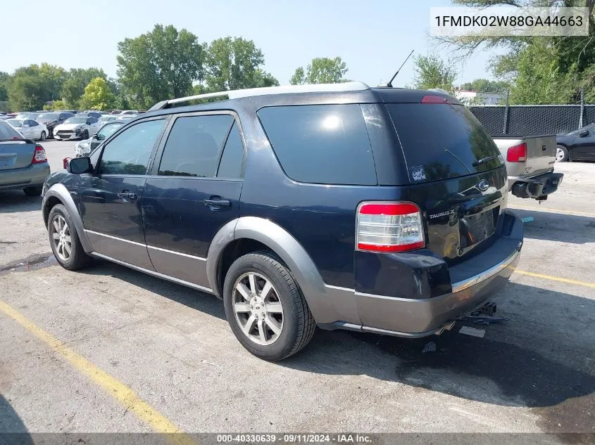 2008 Ford Taurus X Sel VIN: 1FMDK02W88GA44663 Lot: 40330639