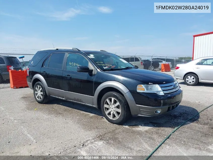 2008 Ford Taurus X Sel VIN: 1FMDK02W28GA24019 Lot: 40381466