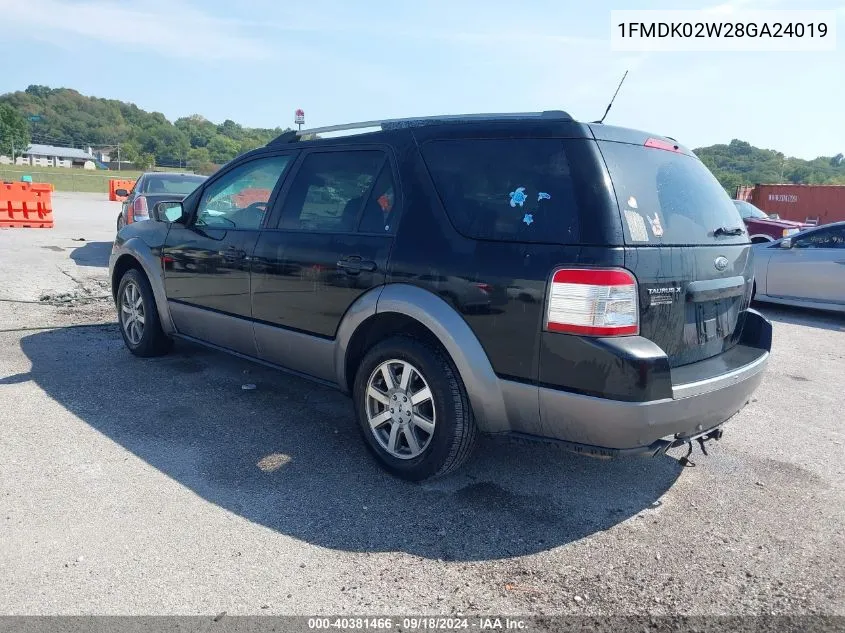 2008 Ford Taurus X Sel VIN: 1FMDK02W28GA24019 Lot: 40381466