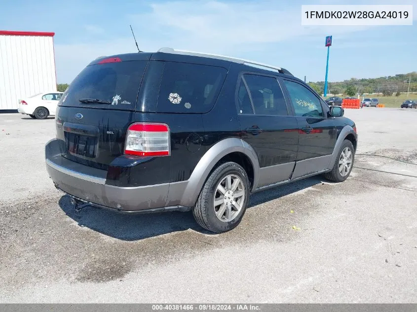 2008 Ford Taurus X Sel VIN: 1FMDK02W28GA24019 Lot: 40381466