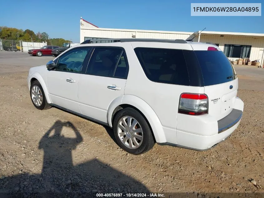 2008 Ford Taurus X Limited VIN: 1FMDK06W28GA04895 Lot: 40576897