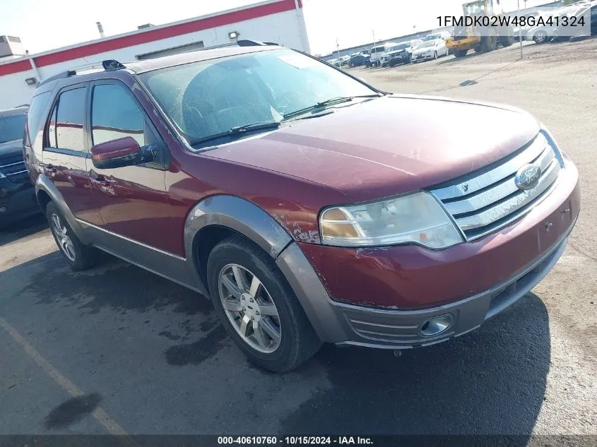 2008 Ford Taurus X Sel VIN: 1FMDK02W48GA41324 Lot: 40610760