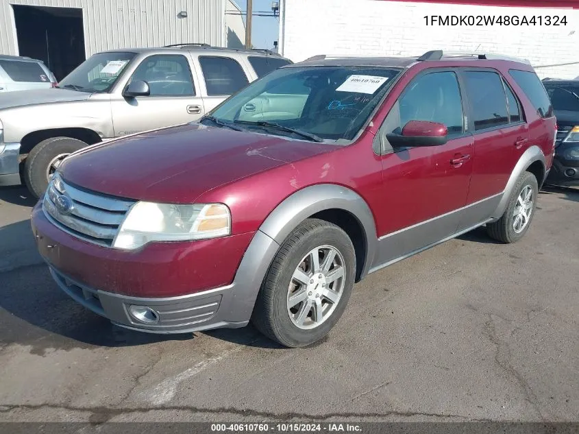 2008 Ford Taurus X Sel VIN: 1FMDK02W48GA41324 Lot: 40610760