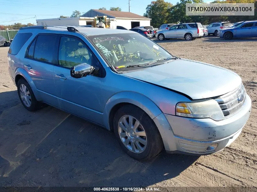 2008 Ford Taurus X Limited VIN: 1FMDK06WX8GA31004 Lot: 40625538