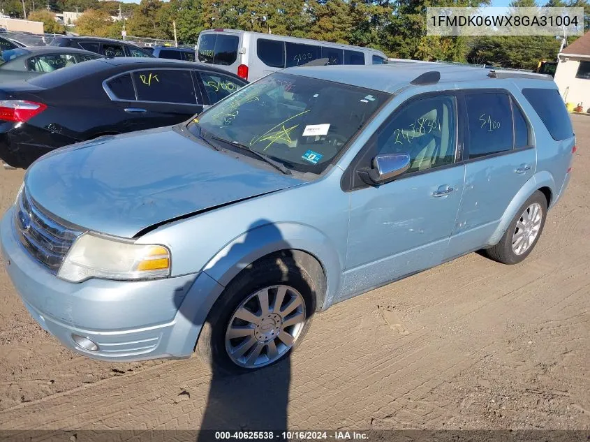 2008 Ford Taurus X Limited VIN: 1FMDK06WX8GA31004 Lot: 40625538