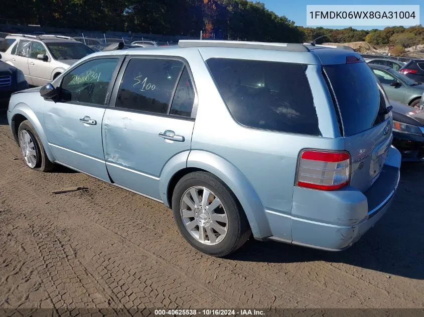 2008 Ford Taurus X Limited VIN: 1FMDK06WX8GA31004 Lot: 40625538