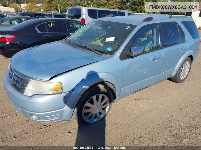 2008 Ford Taurus X Limited VIN: 1FMDK06WX8GA31004 Lot: 40625538