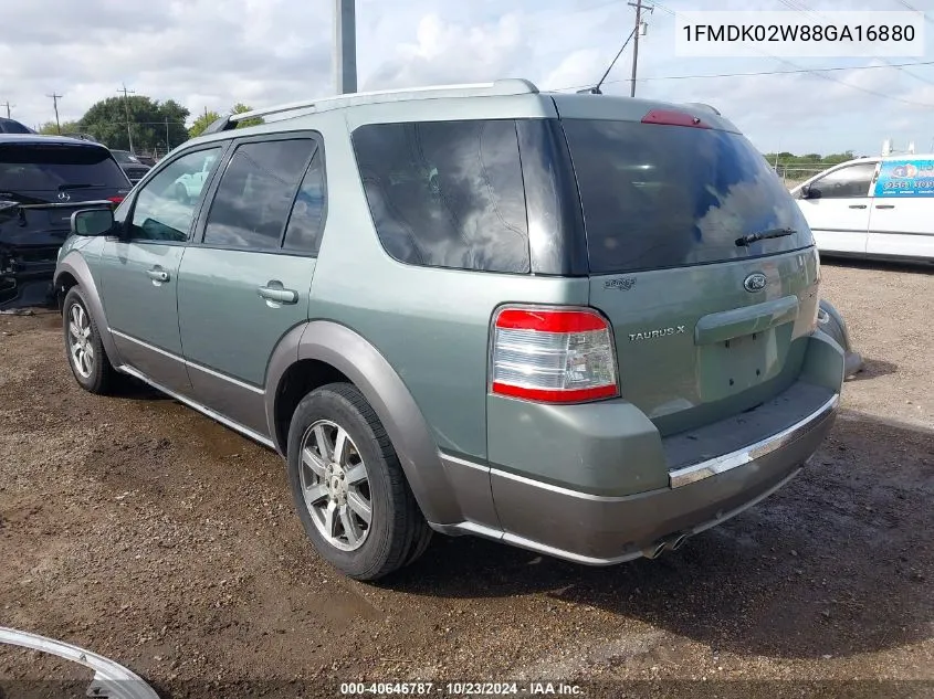 2008 Ford Taurus X Sel VIN: 1FMDK02W88GA16880 Lot: 40646787