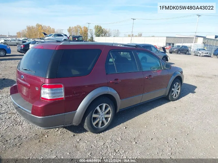 2008 Ford Taurus X Sel VIN: 1FMDK05W48GA43022 Lot: 40655030