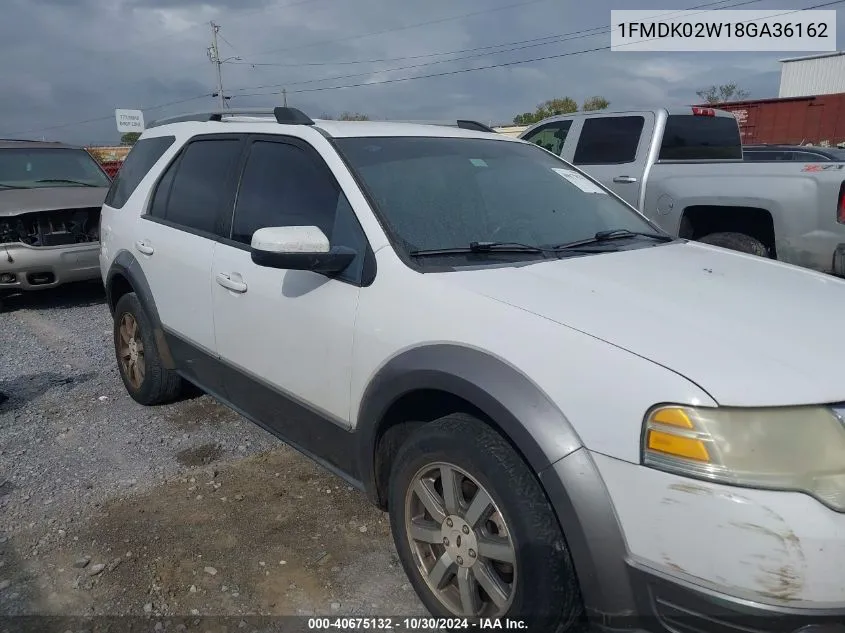 2008 Ford Taurus X Sel VIN: 1FMDK02W18GA36162 Lot: 40675132