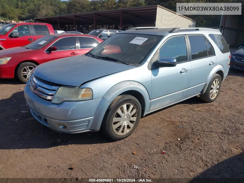 2008 Ford Taurus X Limited VIN: 1FMDK03WX8GA38099 Lot: 40696901