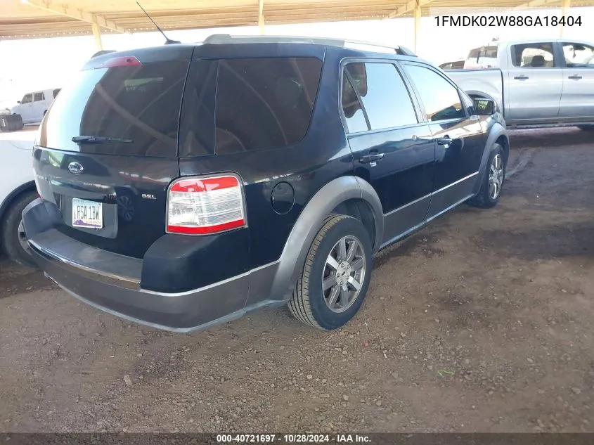 2008 Ford Taurus X Sel VIN: 1FMDK02W88GA18404 Lot: 40721697