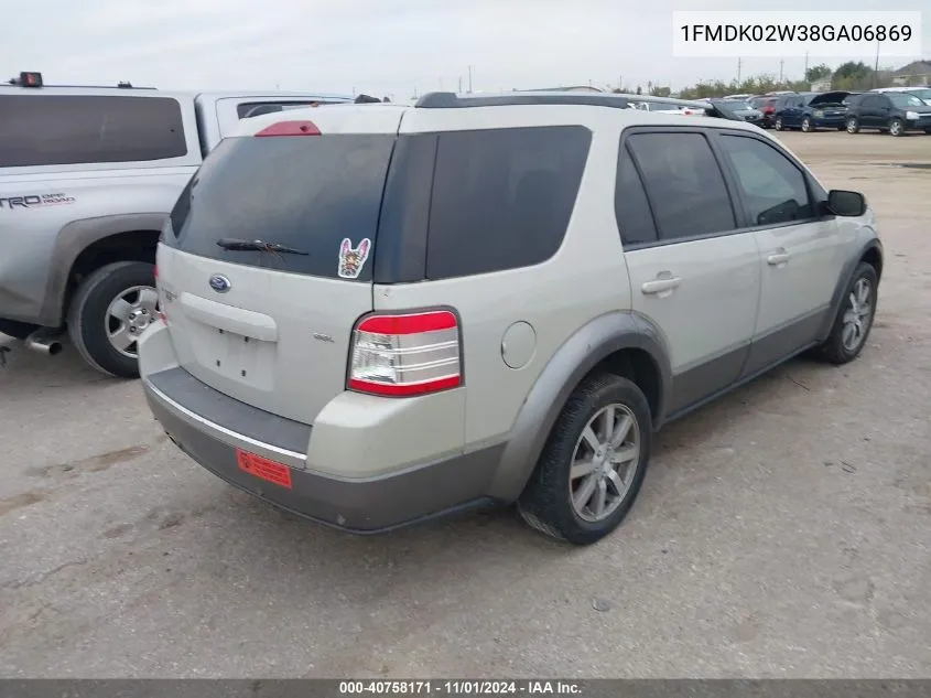 2008 Ford Taurus X Sel VIN: 1FMDK02W38GA06869 Lot: 40758171