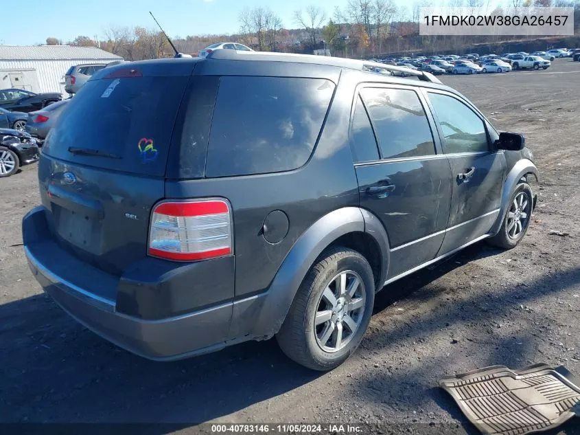 2008 Ford Taurus X Sel VIN: 1FMDK02W38GA26457 Lot: 40783146