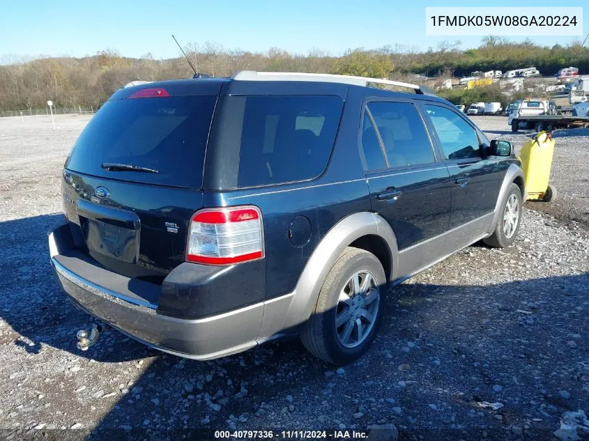 2008 Ford Taurus X Sel VIN: 1FMDK05W08GA20224 Lot: 40797336