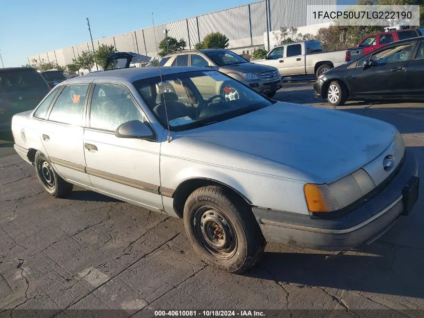 1990 Ford Taurus L VIN: 1FACP50U7LG222190 Lot: 40610081