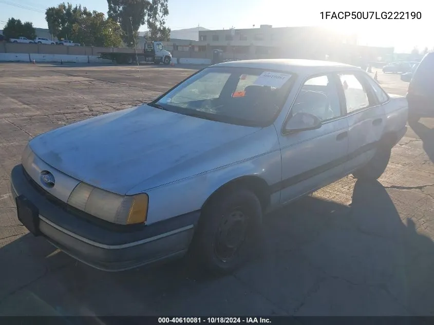 1990 Ford Taurus L VIN: 1FACP50U7LG222190 Lot: 40610081