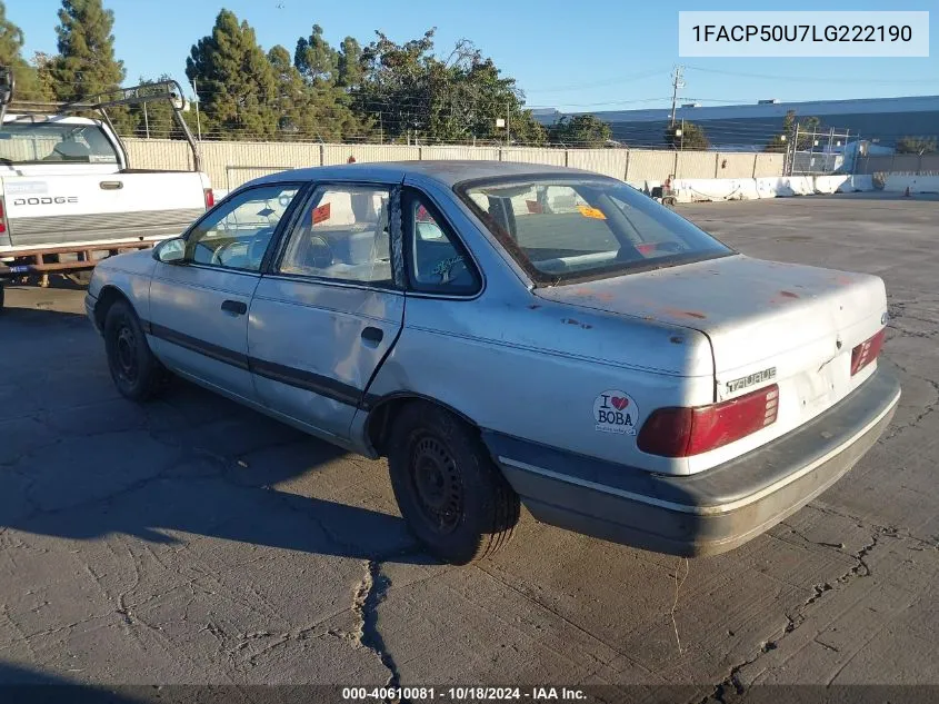 1990 Ford Taurus L VIN: 1FACP50U7LG222190 Lot: 40610081