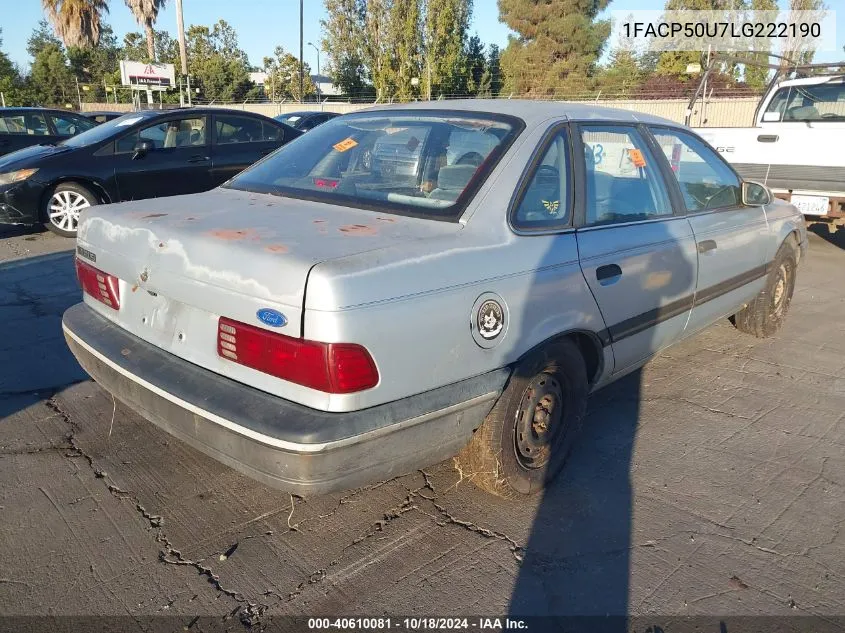 1990 Ford Taurus L VIN: 1FACP50U7LG222190 Lot: 40610081