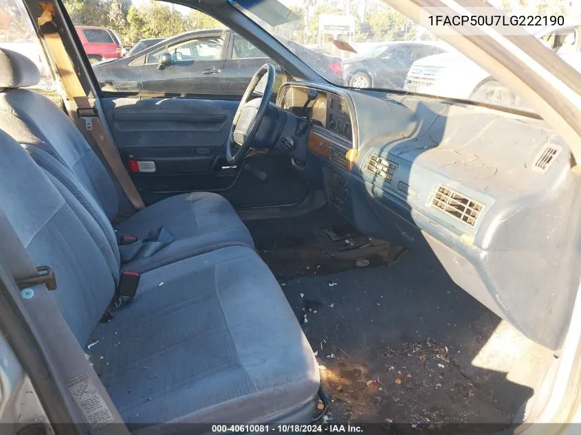 1990 Ford Taurus L VIN: 1FACP50U7LG222190 Lot: 40610081