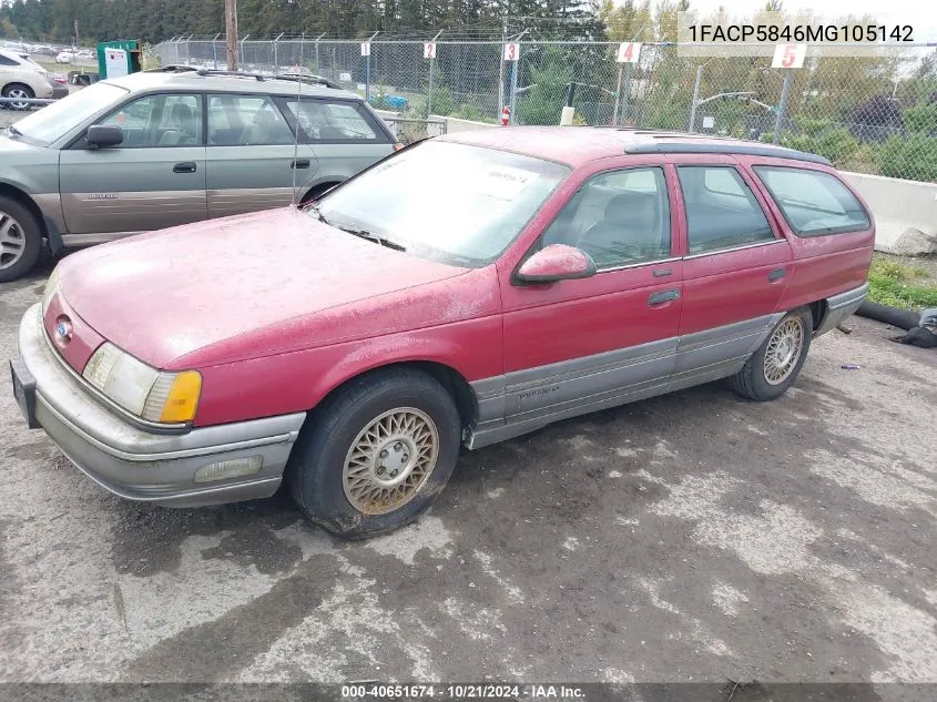 1991 Ford Taurus Lx VIN: 1FACP5846MG105142 Lot: 40651674