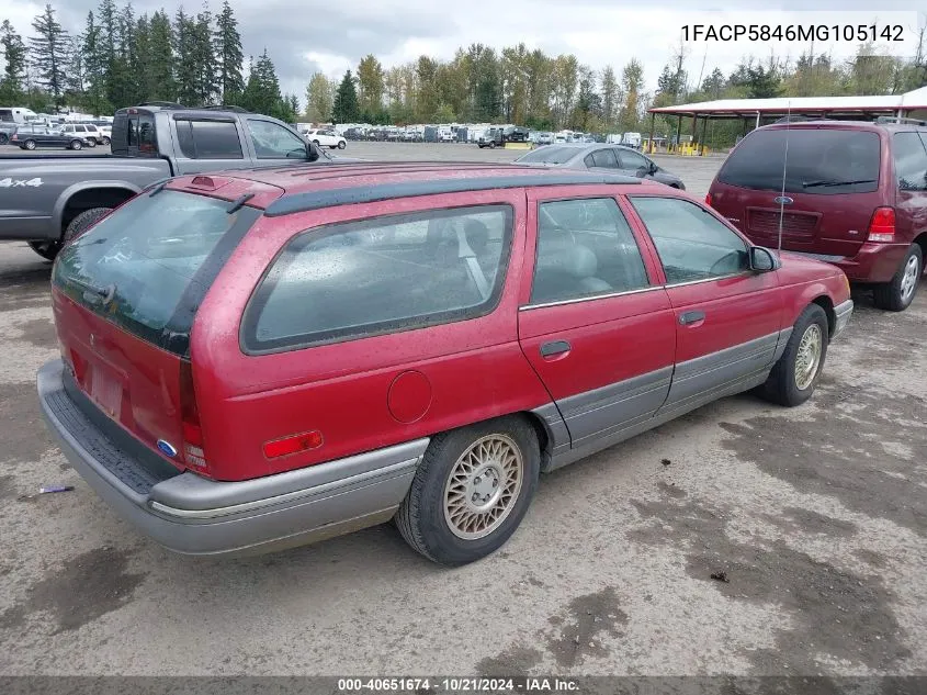 1991 Ford Taurus Lx VIN: 1FACP5846MG105142 Lot: 40651674