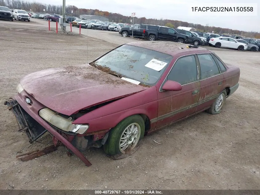 1992 Ford Taurus Gl VIN: 1FACP52U2NA150558 Lot: 40729767