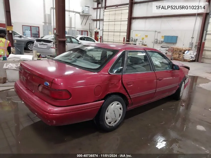 1994 Ford Taurus Gl VIN: 1FALP52U5RG102314 Lot: 40736574